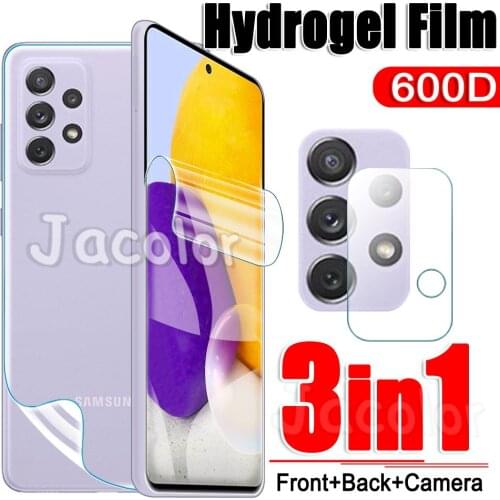 3IN1 Safety Hydrogel Film For Samsung Galaxy A72 5G Water Gel Soft Film Samsun Glaxy A 72 Camera+Back+Front Screen Protector HD