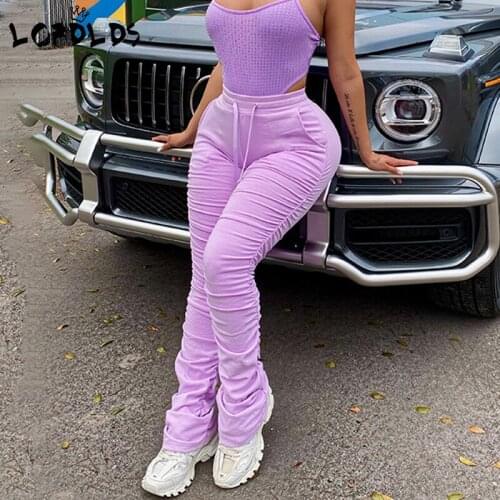 LORDLDS Women stacked sweatpants 2020 Summer Casual slim trousers women high waist Elastic Joggers