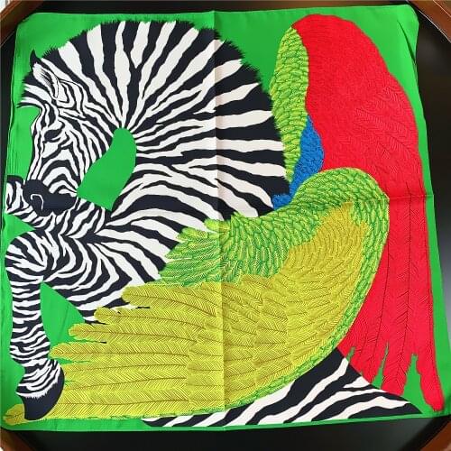 Ladies square scarf silk twill shawl girl turban 90x90 cm zebra pattern