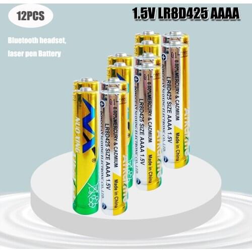 12Pcs AAAA LR61 AM6 Alkaline Battery E96 LR8D425 MN2500 MX2500 4A For Bluetooth Earphone Alarm Clock Computer Tester