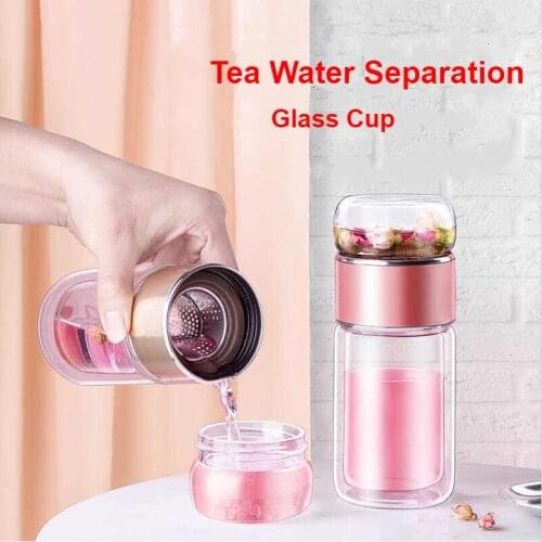 280ml/450ml Double Wall Glass Water Bottles Tea Filter Tea Water Separation Tumbler Tea Cup Home Travel Drinkware Glass Bottle