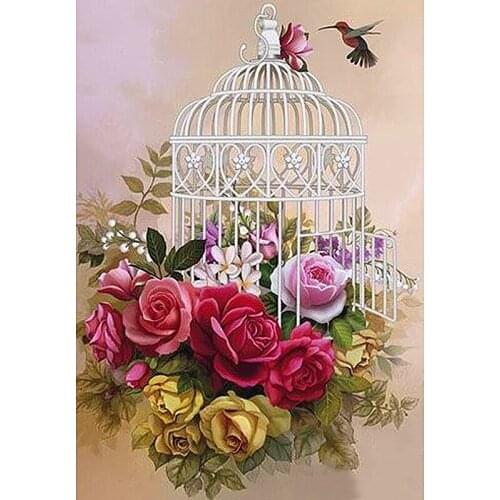 5D DIY Diamond Painting Full Square/Round Drill "Bird Cage Flowers"3d Rhinestone Embroidery Cross Stitch Gift Home Decor Gift