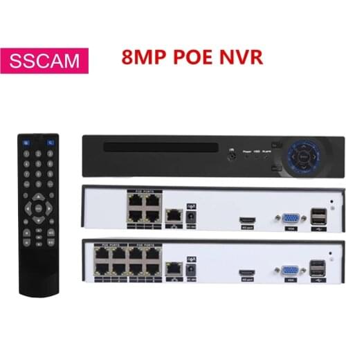 8MP IP POE NVR 48 Watt 4CH 8CH Network Video Recorder XMEYE P2P ONVIF 4K Motion Detection Recorder For 2MP 4MP 5MP POE IP Camera