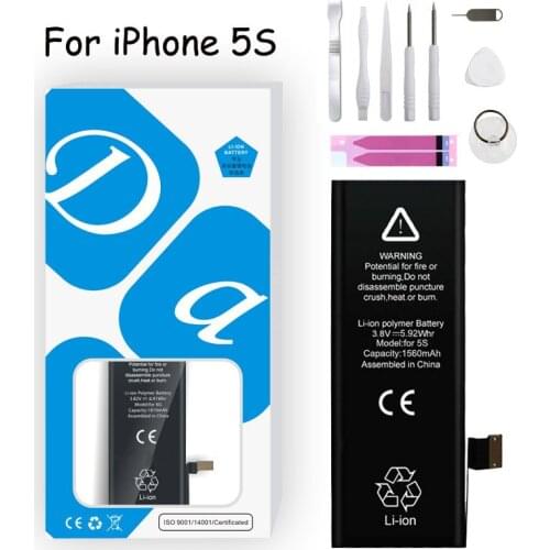 Original Capacity Battery For iPhone 5S 5GS 1560mAh Genuine Li-ion Mobile Phone Accessory Replacement Batteries + Free Tools
