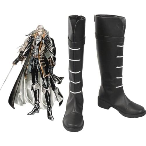 Castlevania Alucard Adrian Farenheights Tepes Cosplay Boots Black Shoes Custom Made Any Size