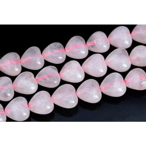 Natural Rose Pink Quartz Crystal 12mm,14mm Heart stone Quartz Crystal Beads 40cm/strand