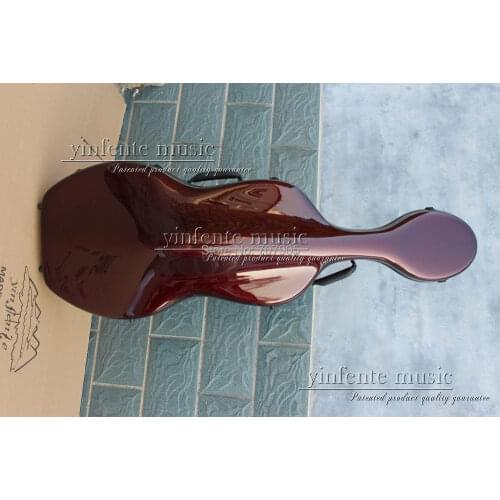 One dark red 4/4 Cello Case Hard case Carbon Fiber Strong Light High quality wine Color N6