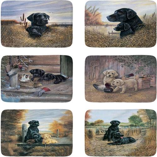 Black Labrador Retriever dog printed Flannel Floor Mat Anti-Slip Tapete Floor Mats Kitchen Doormat welcome mats for front door