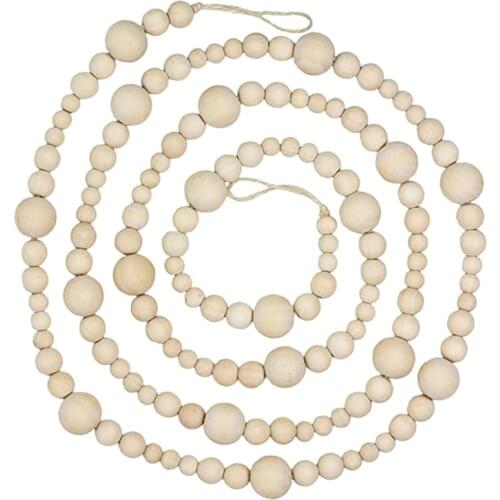 7Ft Wooden Beaded Garland Farmhouse Home Decor Rustic Country Natural Holiday Christmas Tree Garland Boho Decorations