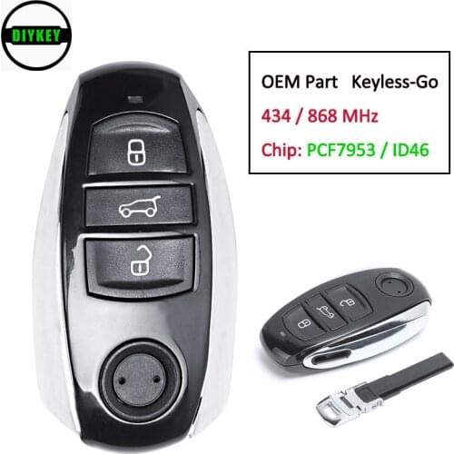 DIYKEY OEM 434MHz / 868MHz ID46/ 7953 Chip 7P6 959 754 3 Button Proximity Keyless-Go Remote Key Fob for VW Volkswagen Touareg