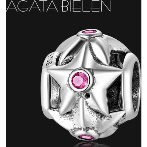 Round shape star CZ High Quality 925 Sterling Silver Beads Fit Charms Original europeu Bracelet Necklace Jewelry Making