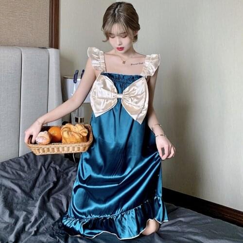 Sweet Satin Pajamas Women Sleeveless Spaghetti Strap Sleepwear Soft Silk Patchwork Loungewear Pjs Shorts Set Plus Size Bow Front