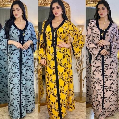 Muslim Fashion Women Elegant Abaya Dubai Turkey Muslim Hijab Dress 2021 Caftan Plus Size Boho Long Dresses Islamic Clothing