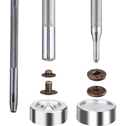 100 Sets12.5mm /0.49 Inches Metal Snaps Button Canvas Snaps Kit with Punch Pliers and 4 Pieces Fixing Tools W3JE