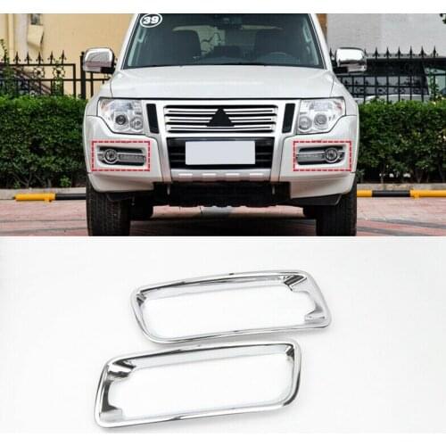 Front Fog Light Lamp Cover Trim for Mitsubishi Pajero 3 4 IV V73 V77 V80 V93 V95 V97 V98 Silver