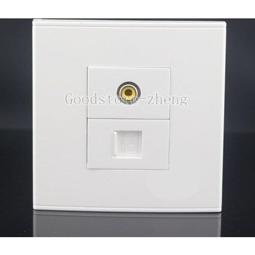 Wall Face Plate Yellow Audio AV + RJ45 LAN Port Assorted Panel Faceplate Outlet