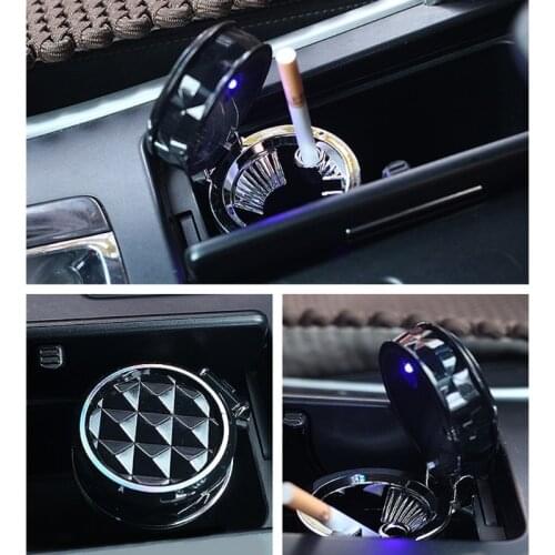 Car Ashtray Smokeless Vehicle Auto Car Ashtray with Lid & Blue LED Light Indicator for Car Cup Holder&Home&Office
