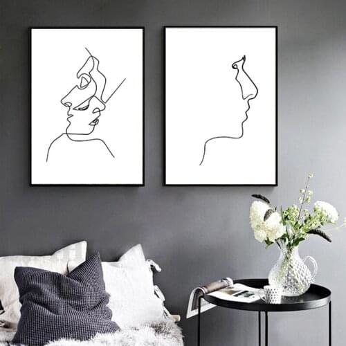 Nordic Modern Minimalist Figure Line Triplet Decorative Painting Home Sofa Wall Hotel Hanging Picture And Printed Canvas