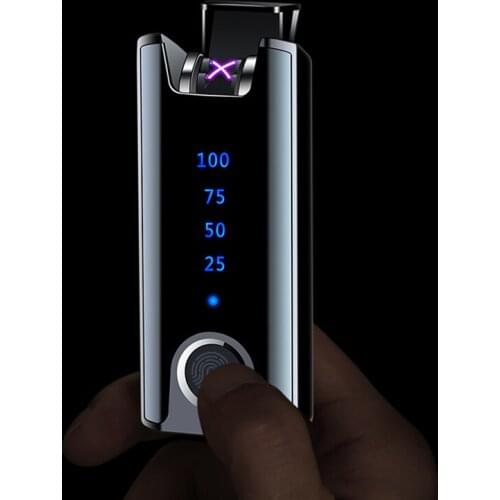 2021 New Modern Minimalist Fingerprint Double Arc Lighter Creative Personality Windproof Usb Rechargeable Cigarette Lighter Gift