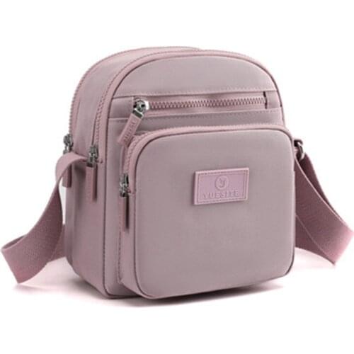 2021 new ladies shoulder messenger small square bag,nylon cloth bag, multi-compartment solid color waterproof cloth bag