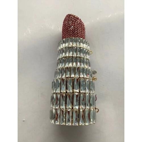 New Arrival Lipstick Case Clutch Bag Designer Lady White/Red Diamond Party Pure Black Shoulder Chain Handbags Fashion Phone Bags