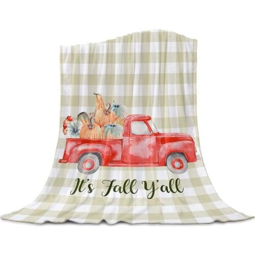 Living Room Sofa Blanket Plaid Truck Pumpkin Children Soft Throw Blanket Travel Airplane Hotel Portable Air Conditioning Quilt