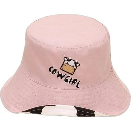 LDSLYJR Cotton lovely cow two sides wear Bucket Hat Fisherman Hat outdoor travel hat Sun Cap Hats for men and Women 300