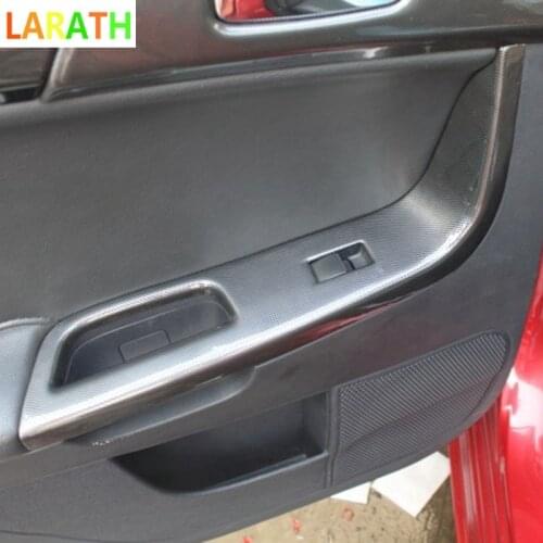 For mitsubishi lancer 2010 2011 2012 Carbon Fiber Glass Switch Cover Trim Door Window Button Decoration Panel 4pcs