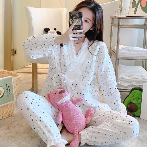 2217# 100% Cotton Maternity Nursing Sleepwear Summer Thin Loose Breastfeeding Pajamas Suits Pregnancy Homewear Lounge Sleep Wear