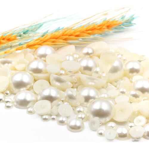 2-20MM Jewelry Accessories Imitation Pearl Half Round Pearl Patch Nail Flat Half Face ABS Bead Hat Clothing Decoration Material