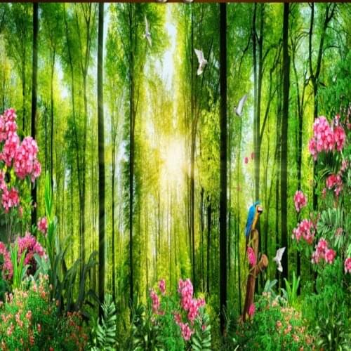 Dropship Fatman Wallpaper Flowers Woods Green Landscape Home Improvement Living Room Wall Papers Home Decor Carta Da Parati
