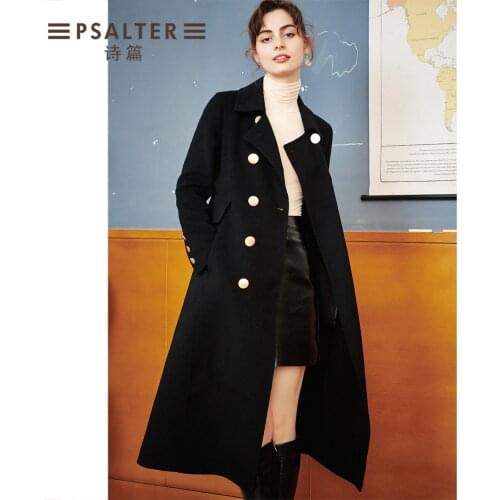 Shadow Poem 2021 Autumn New Fashion Double Row Button Long Double-sided Wool Cloth Overcoat