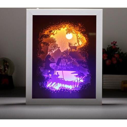 Shadow Paper-Cut Light Box Creative Cartoon Gift Table Lamp Cartoon Decoration 3D Bedside Led Light Frame