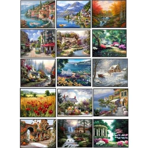 Embroidery Counted Cross Stitch Kits Needlework - Crafts 14 ct DMC Color DIY Arts Handmade Decor - Landscape 228wx182h