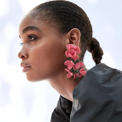Ztech Beads Flower Large Za Drop Earrings For Women Acrylic High Quality Handmade Fashion Jewelry Brincos Wedding Party Gift