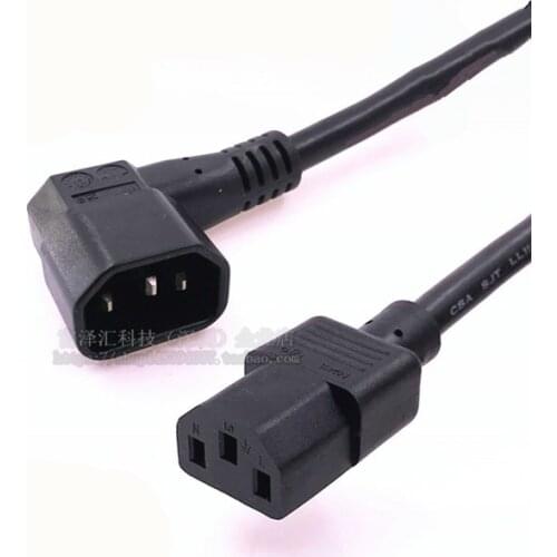 1PCS IEC 320-C14 Computer shape 3 pin plug mlae to female power cord , Computer extended connection cord right corner bend