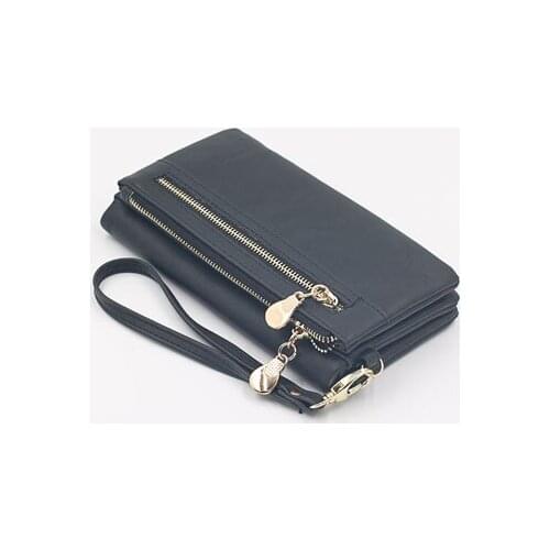 1 PCS Ladies Long Zipper Wallet Large Capacity Buckle Zipper Wallet Ladies Long Wristband Coin Card Holder Mobile Phone Bag