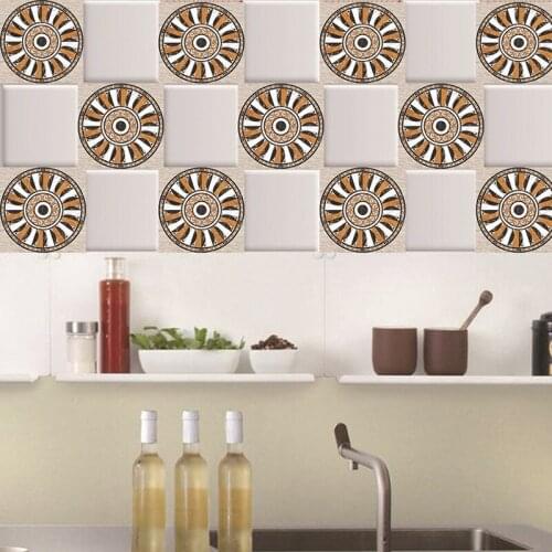 10pcs/set Patterned Hard Card Floor Tile Stickers Living Room Kitchen Bathroom Decoration PVC Thick Self-adhesive Wall Stickers