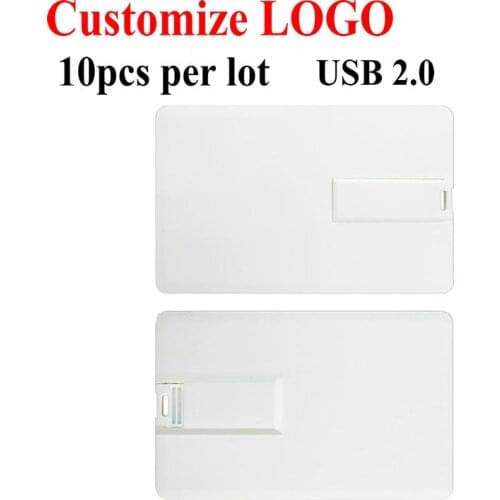 10pcs/lot USB Pendrives Memory stick Customize LOGO Bank Card USB 2.0 4GB 8GB 16GB 32GB 64GB USB Flash Drive Gift Pen Drive key