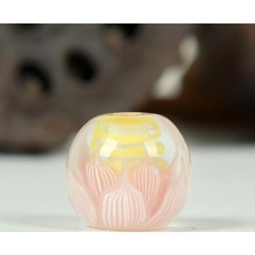 3pcs 14mm 16mm Murano Lampwork Glass Beads Round Transparent Lotus Flower Beads For DIY Charm Bracelets Jewelry Making Findings
