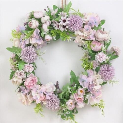 40cm Artificial Flower Rose Wreath Home Decor Hanging Garlands Front Door Window Romantic Rose Wedding Wreaths Flower