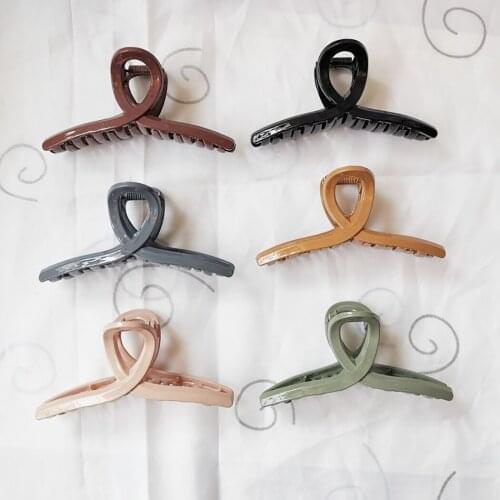 6pcs Women Girls Geometric Hair Claw Clamps Hair Crab Hair Claw Clip Solid Color Hairpin Large Size Hair Accessories
