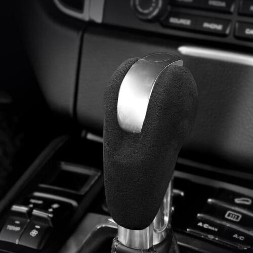 Alcantara Wrap Leather Car Gear Shift Knob Cover ABS Auto Stickers Decals For Porsche Macan Panamera Boxter 719 911 Accessories