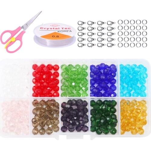 4/6/8mm Czech Faceted Glass Beads Spacer Beads Scissors Elastic Thread Lobster Buckle Suit For DIY Necklace Bracelet Accessorie