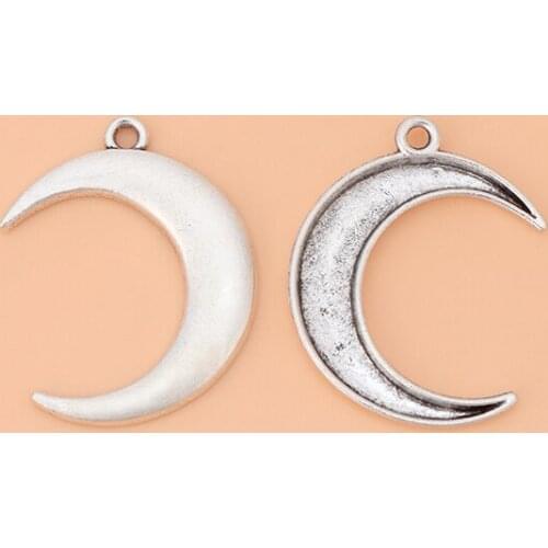 50pcs/Lot Tibetan Silver Crescent Moon Charms Pendants Beads for DIY Bracelet Necklace Jewelry Making Accessories