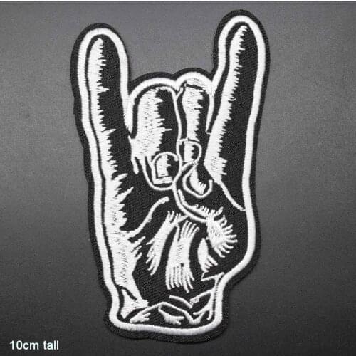 Black White Finger Iron On Embroidered Clothes Patches For Clothing Stickers Garment Wholesale