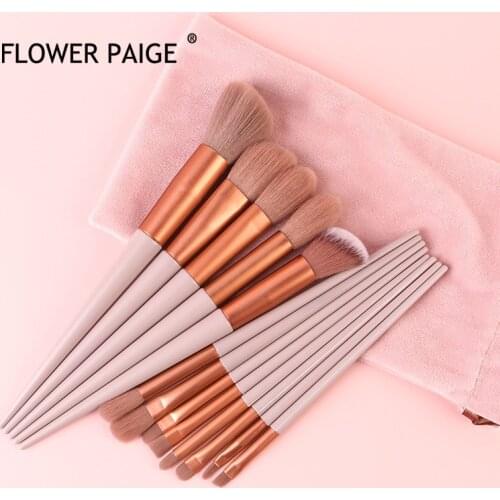 FLOWER PAIGE Makeup Brushes 13 Pcs Pretty Make Up Brush Set Premium Synthetic Foundation Blending Face Powder Eyeshadow Tool