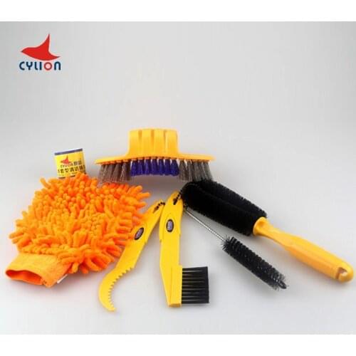 CYLION 6 pcs/lot Bicycle Chain Cleaner Cycling Clean tire Brushes Tool kits set Mountain Road Bike Cleaning gloves Accessories