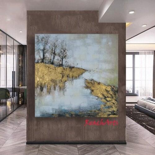 Home Ornamental Decoration Items Interior Accessories Handmade Painted On Canvas Picture Poster Abstract Leaf For Corridor