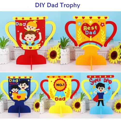 DIY Non Woven Dad Trophy Children Handmade Fathers Day Gifts Handicrafts Kindergarten Craft Toys Daddy Reward